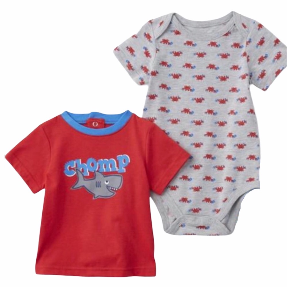 5/$25 Small Wonders ‘Chomp’ Bodysuit & Tee Set